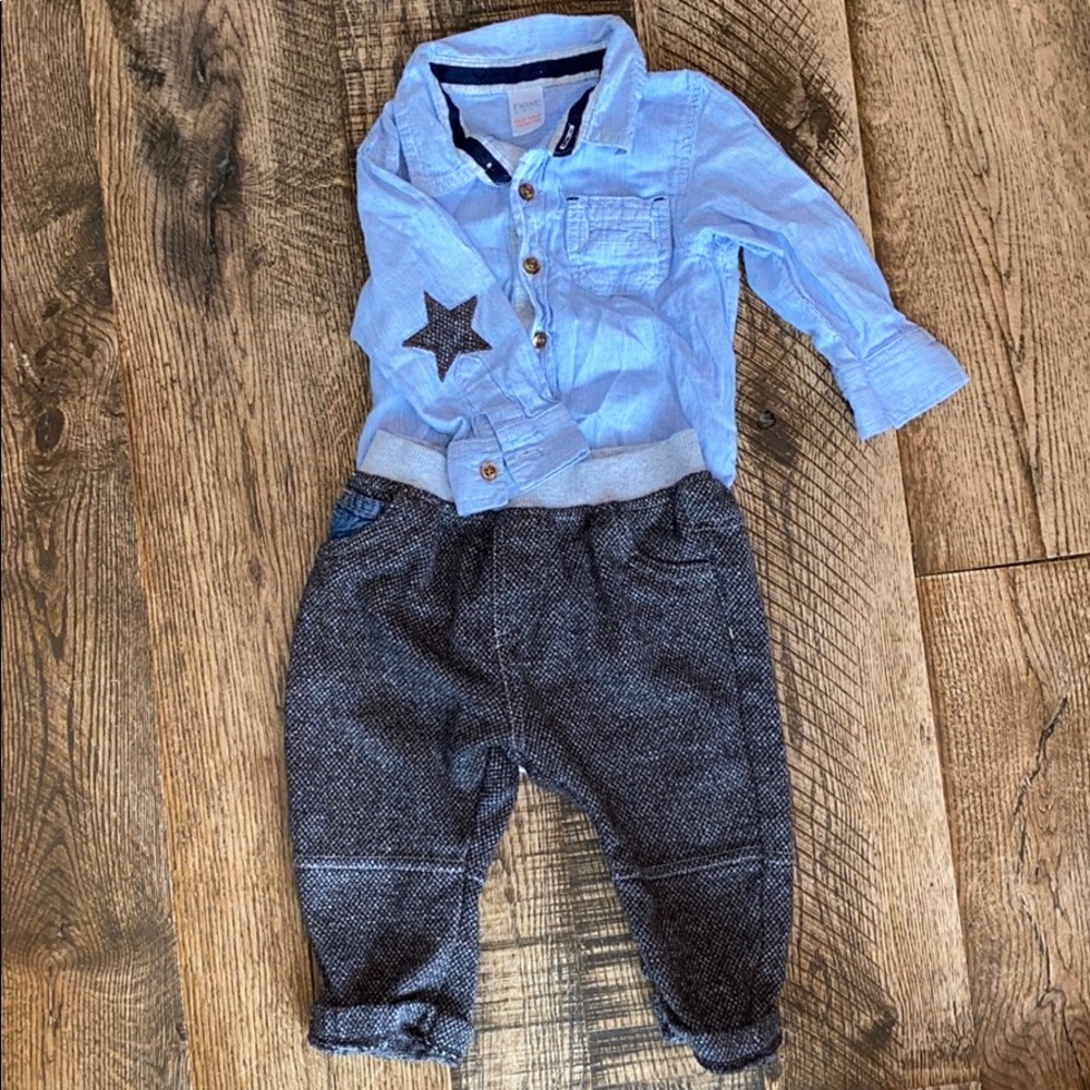 4/$12 Next button front shirt and pant Set | 9-12m